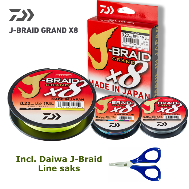 Daiwa J-braid x8 grand 135m incl. saks.