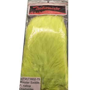Feathermaster Rooster saddle, Fl.Yellow/Chartreuse