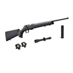 CZ 457 Synthetic. M/ Focus 4x32 Kikkert og S/L Lyddmper - Salonriffel Pakke 